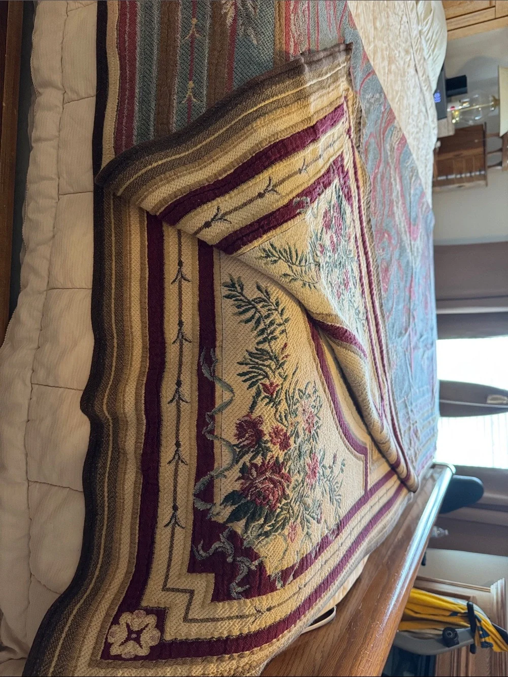 Best of Flanders Tapestry Vintage Floral Medallion Belgium King Bedspread Quilt